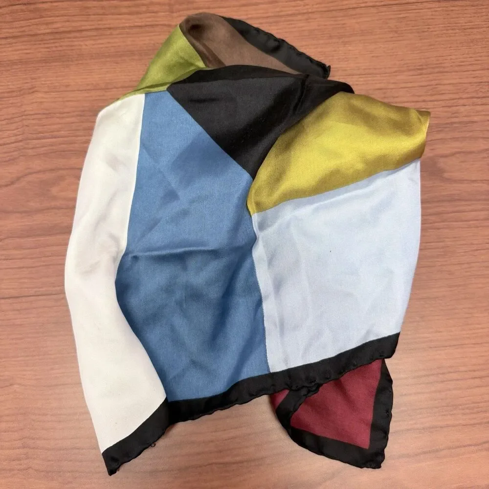 Vintage Chameleon Hand-Rolled Silk Made In Italy Square Scarf Geometric 17”x17”
